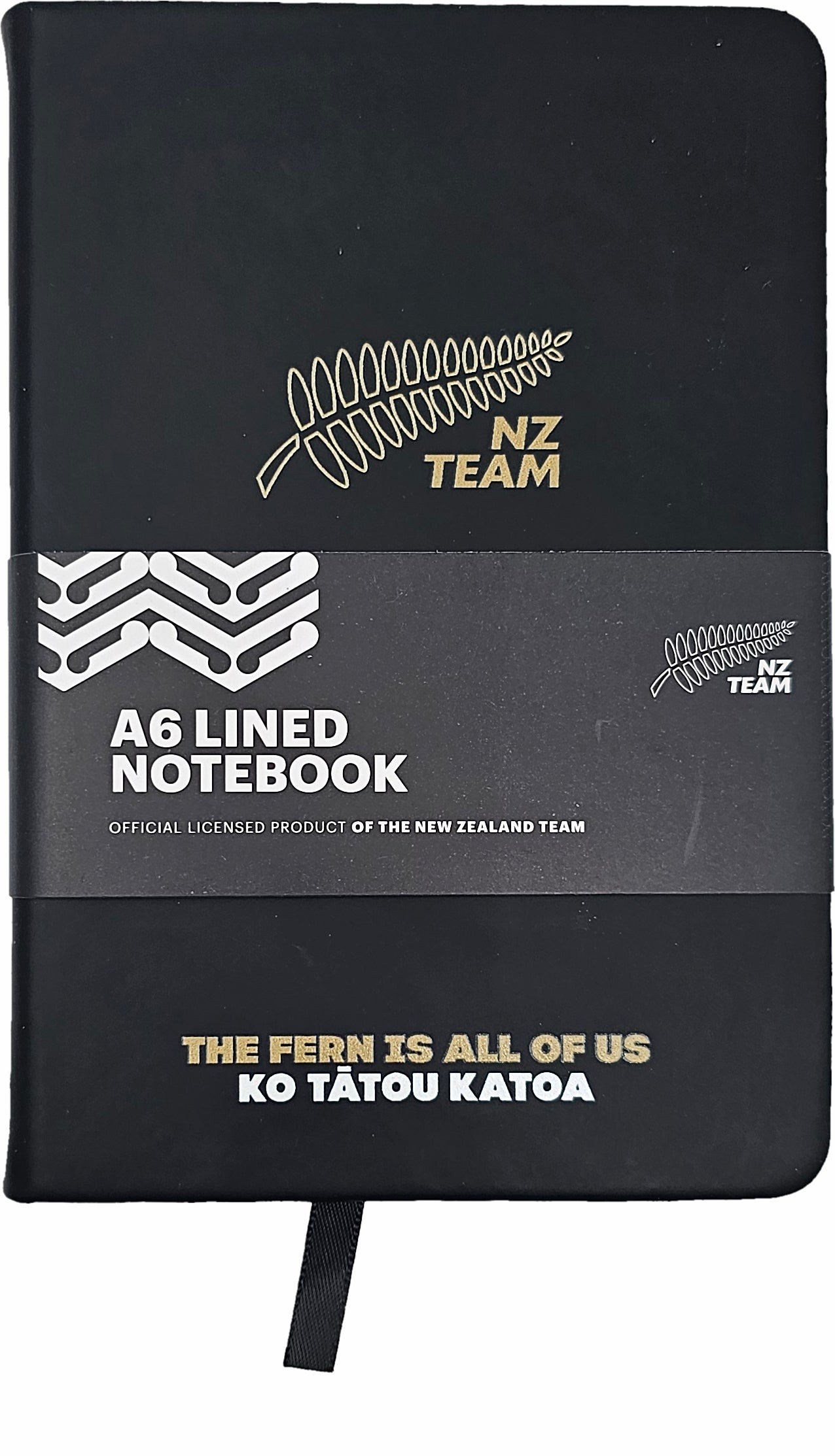 Lined A6 notebook with black branded NZ Team cover