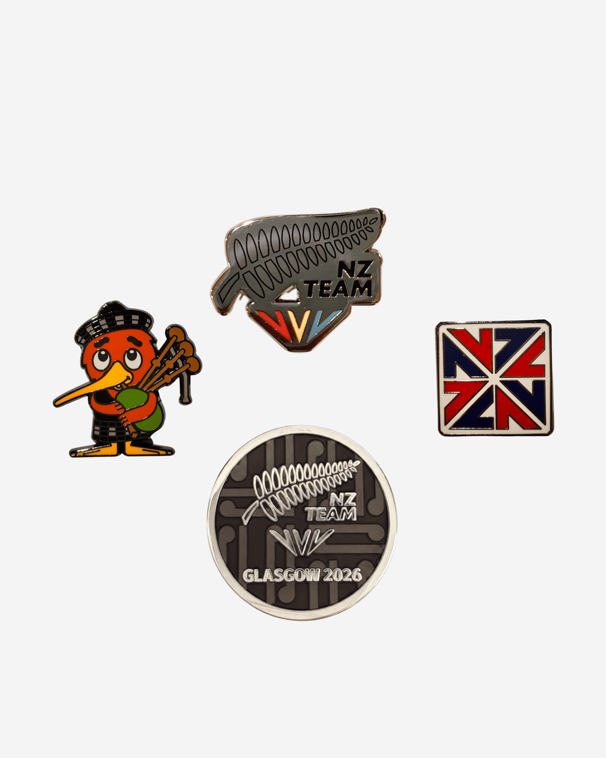 NZ Team Glasgow Pin Set of 4
