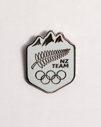 NZ Team Southern Alps Pin - White & Silver