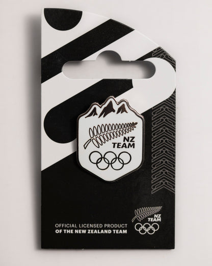 NZ Team Southern Alps Pin - White & Silver