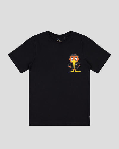 Black t-shirt with Goldie on the front right hand side