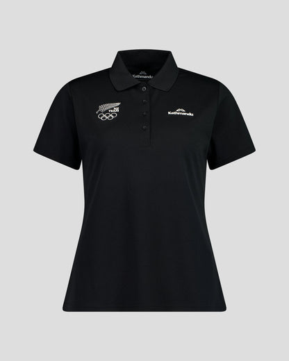 Black polo shirt with NZ team logo on the right hand side