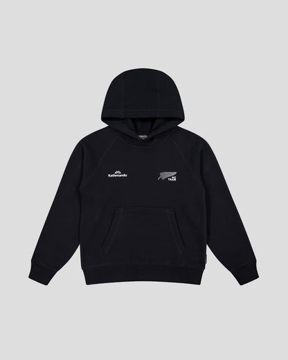 Black hoodie with white NZ Team branding